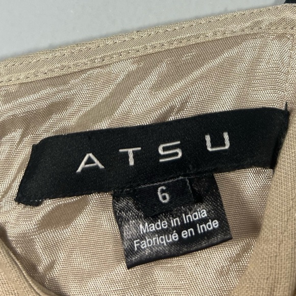 Anthropologie ATSU Summer Ruched Midi Dress Drop Waist Cami Straps 6 - Picture 8 of 11